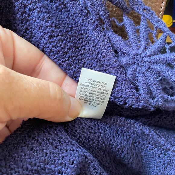 Charming Blue Cardigan SZXL Crotchet Trim Granny Grandma Cottage Peasant Prairie - Picture 9 of 10